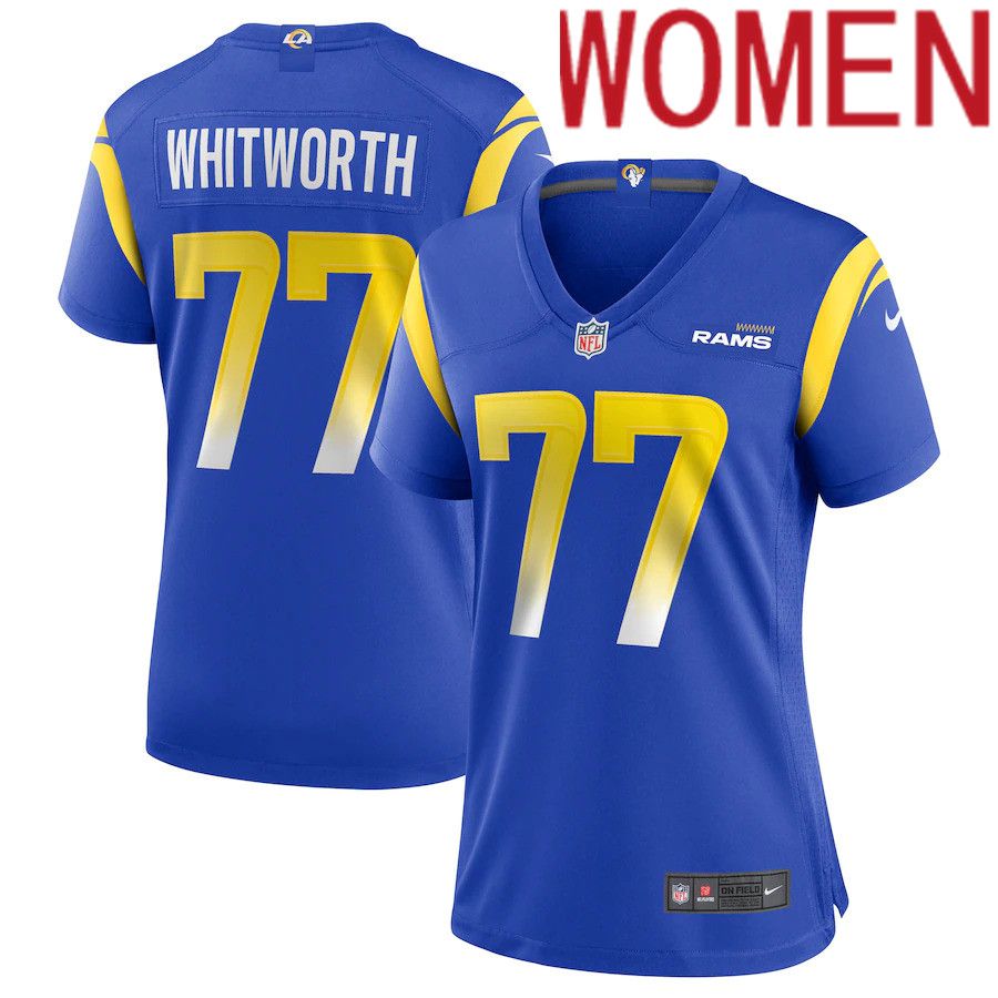Women Los Angeles Rams #77 Andrew Whitworth Nike Royal Game NFL Jersey->women nfl jersey->Women Jersey